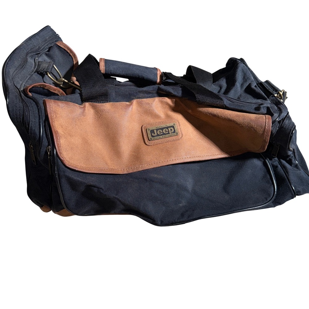 Jeep Travel Duffel Bag Black Canvas Weekend‎ Overnight Bag
